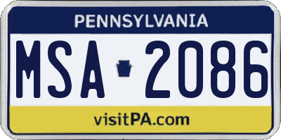 PA license plate MSA2086