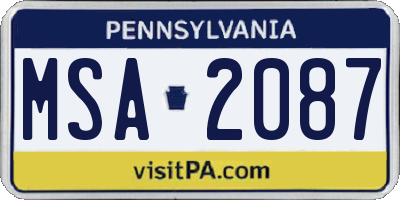 PA license plate MSA2087