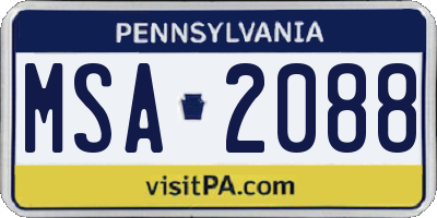 PA license plate MSA2088