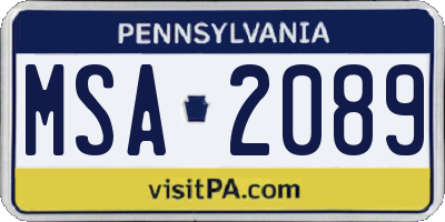 PA license plate MSA2089