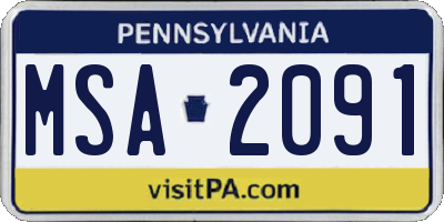 PA license plate MSA2091