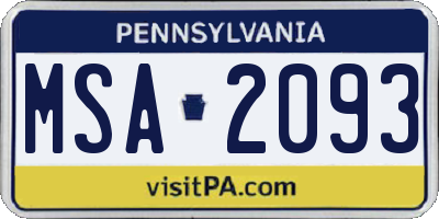 PA license plate MSA2093