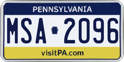 PA license plate MSA2096