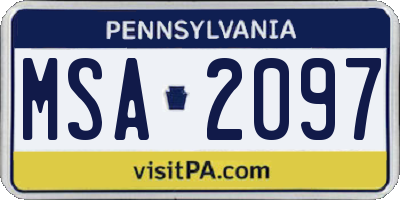 PA license plate MSA2097