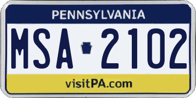 PA license plate MSA2102
