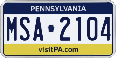 PA license plate MSA2104