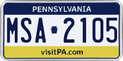 PA license plate MSA2105
