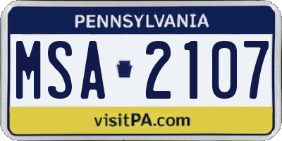 PA license plate MSA2107