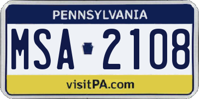 PA license plate MSA2108