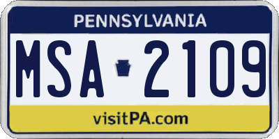PA license plate MSA2109