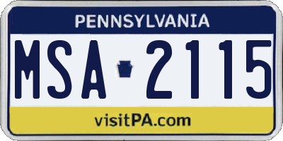 PA license plate MSA2115
