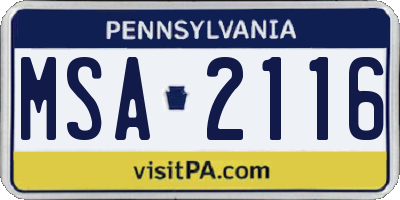 PA license plate MSA2116
