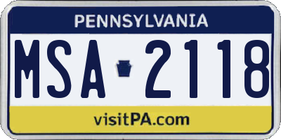 PA license plate MSA2118