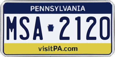 PA license plate MSA2120