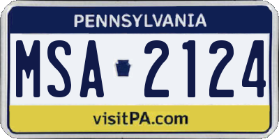 PA license plate MSA2124