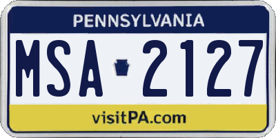 PA license plate MSA2127