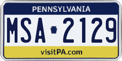 PA license plate MSA2129