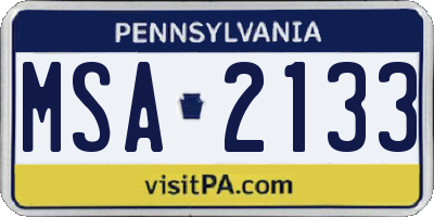 PA license plate MSA2133