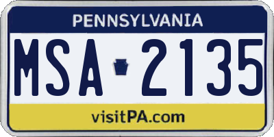 PA license plate MSA2135