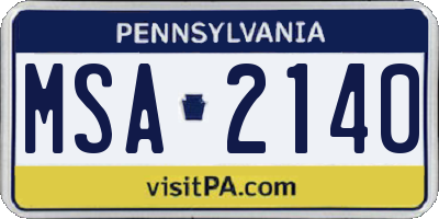 PA license plate MSA2140
