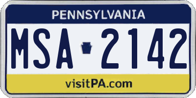 PA license plate MSA2142