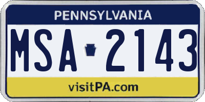 PA license plate MSA2143