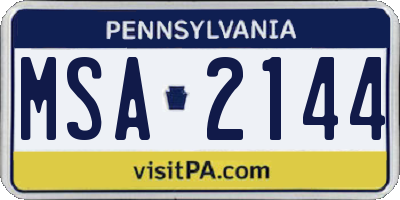 PA license plate MSA2144