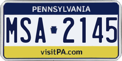 PA license plate MSA2145