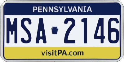 PA license plate MSA2146