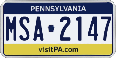 PA license plate MSA2147