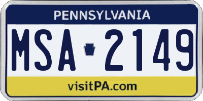 PA license plate MSA2149