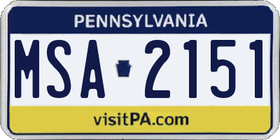 PA license plate MSA2151