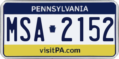 PA license plate MSA2152