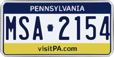 PA license plate MSA2154