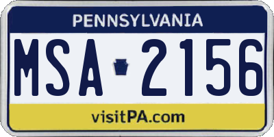 PA license plate MSA2156