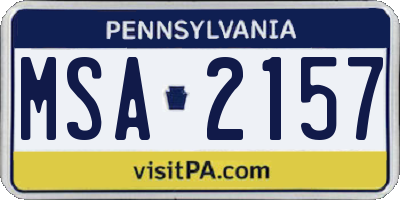 PA license plate MSA2157