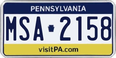 PA license plate MSA2158