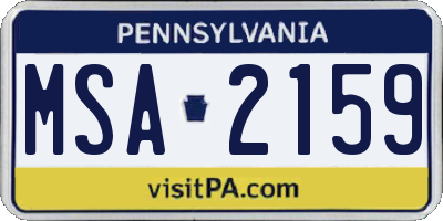 PA license plate MSA2159