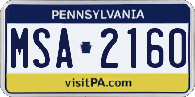 PA license plate MSA2160