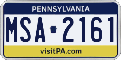 PA license plate MSA2161