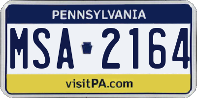 PA license plate MSA2164