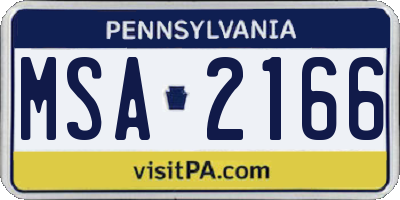 PA license plate MSA2166
