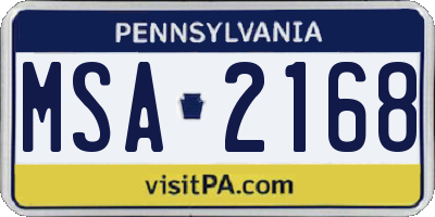PA license plate MSA2168