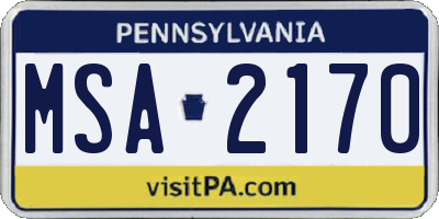 PA license plate MSA2170
