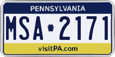 PA license plate MSA2171