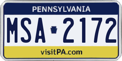 PA license plate MSA2172