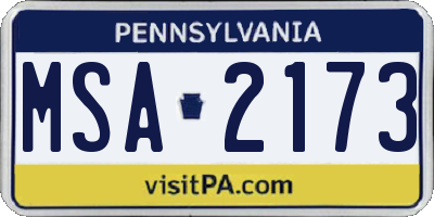 PA license plate MSA2173