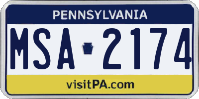PA license plate MSA2174