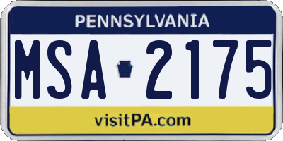 PA license plate MSA2175