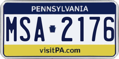 PA license plate MSA2176